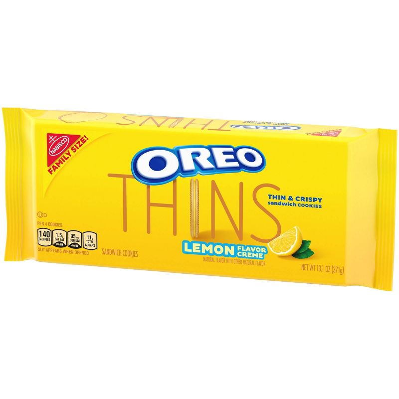 Oreo Thins Lemon Flavor Creme Golden Sandwich Cookies Family Size - 13.1oz