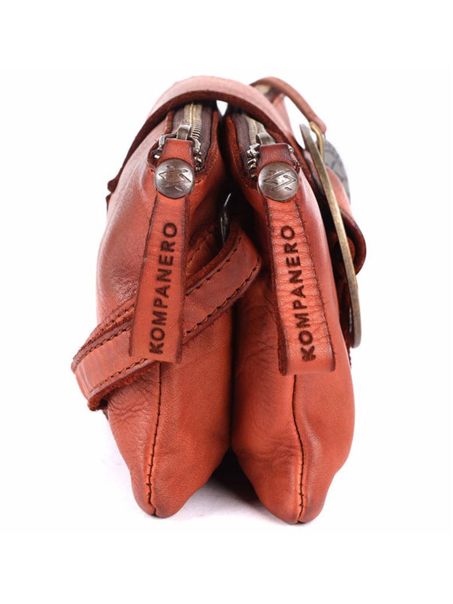 KOMPANERO Diana Cognac Leather Textured Sling Handbag