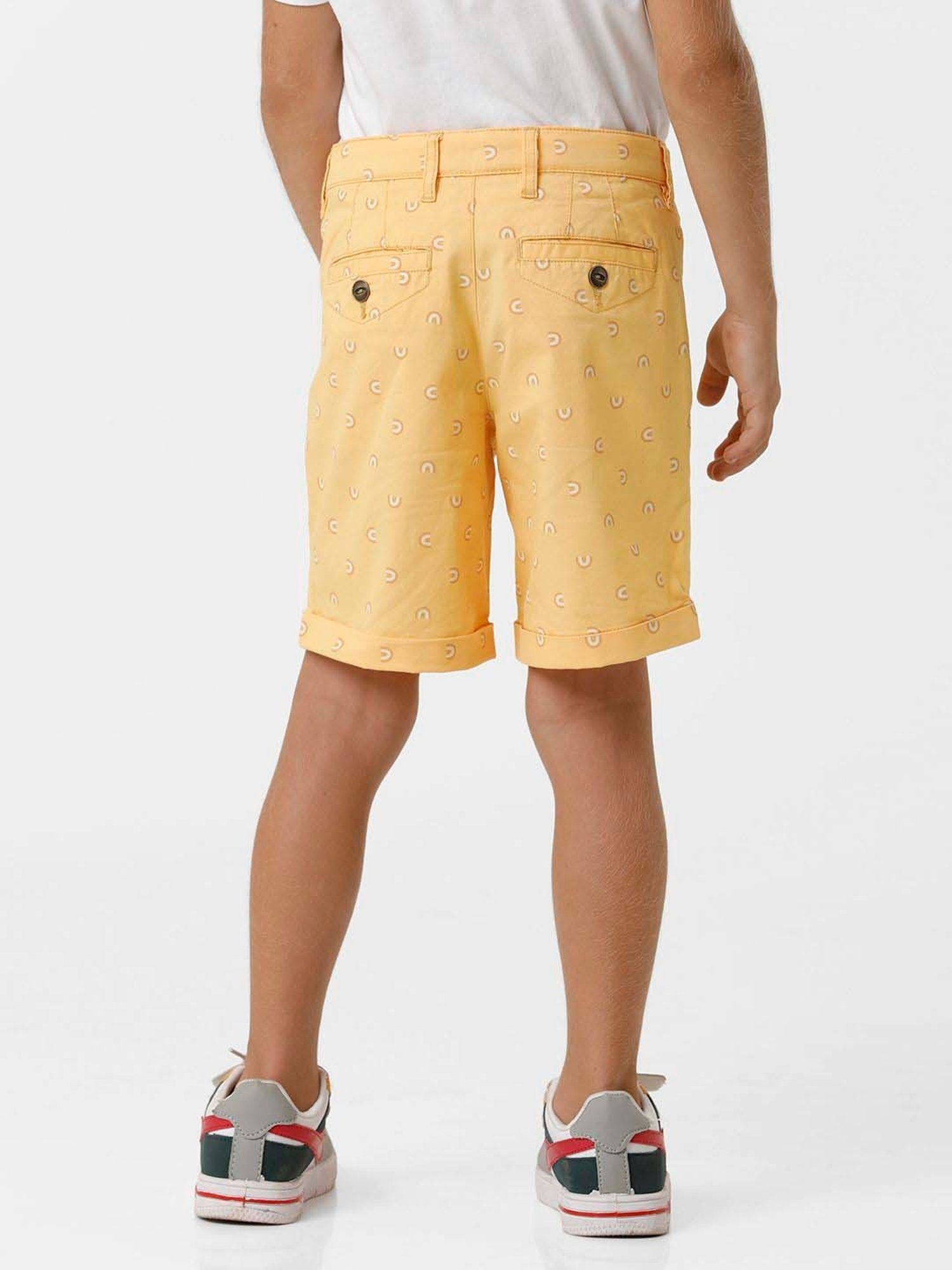 Kate & Oscar Kids Yellow Cotton Printed Shorts