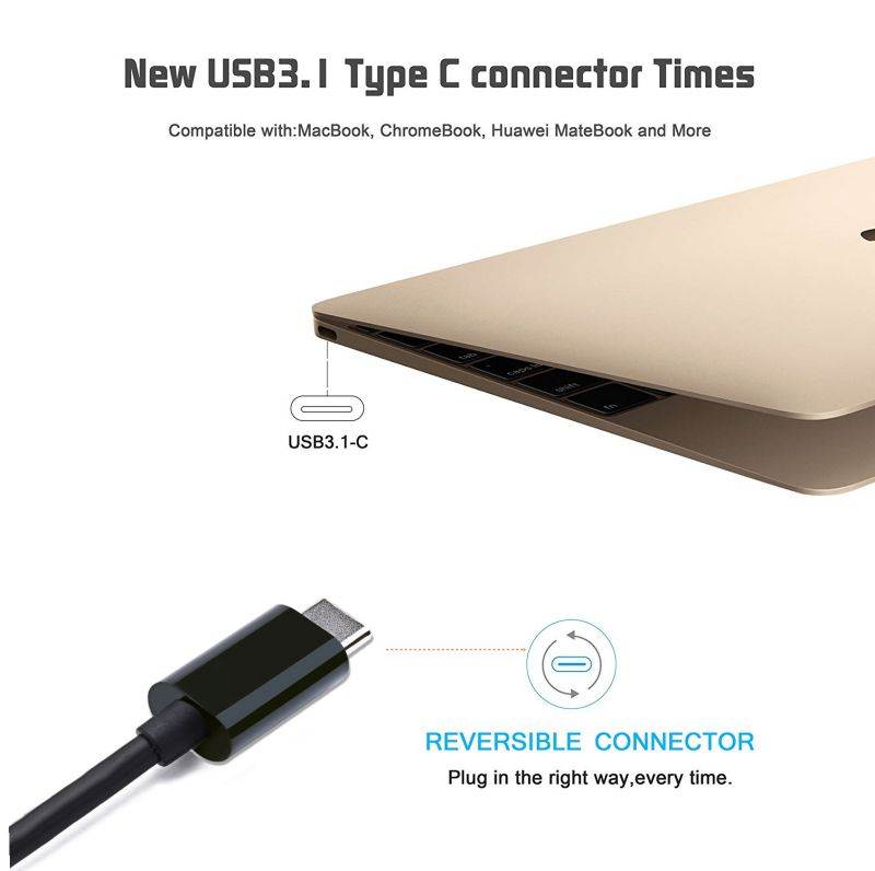 Cabledeconn Thunderbolt 3 dvi Cable usb c USB 3.1 Type-C to dvi Adapter for New Macbook pro 2017 2016 dell xps Samsung Galaxy S8