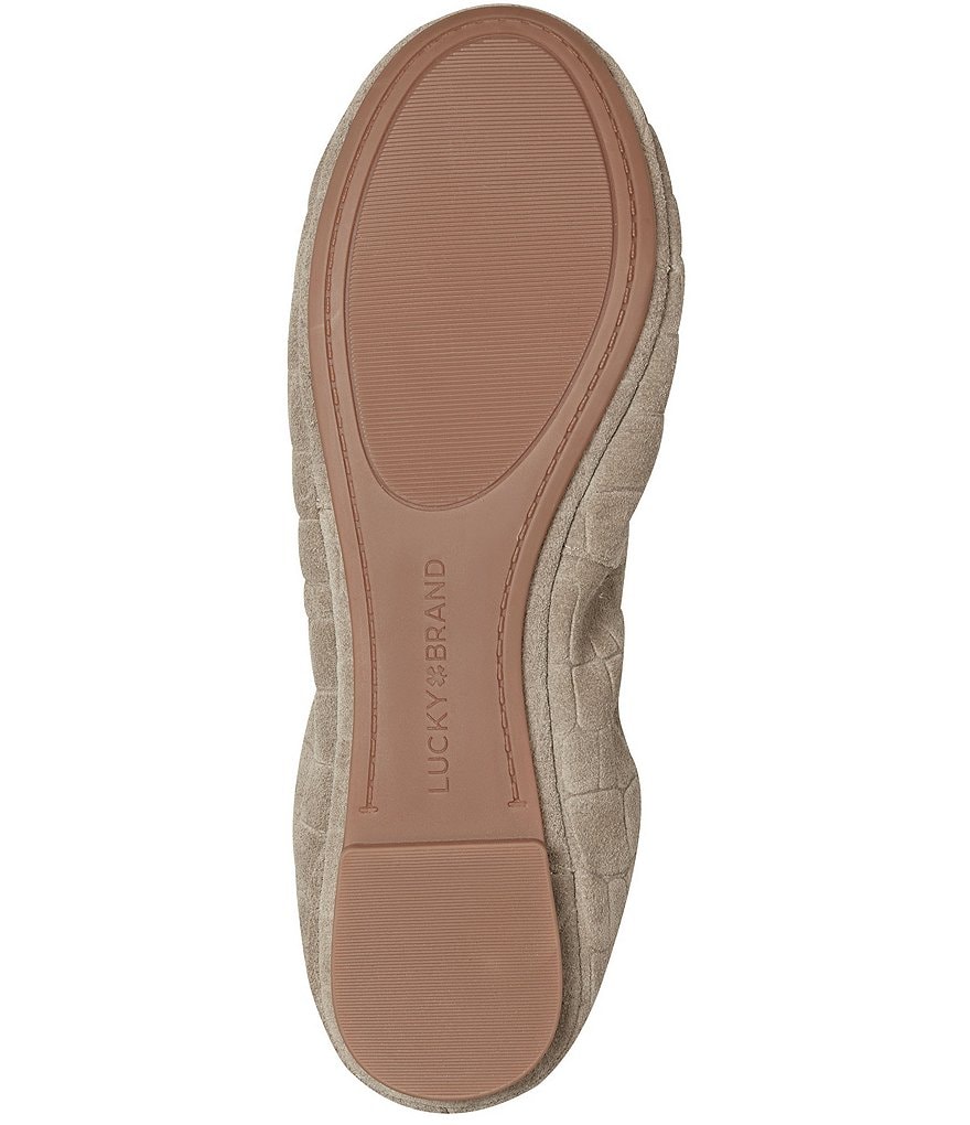 Lucky Brand Emmie Croco Embossed Suede Leather Ballet Flat
