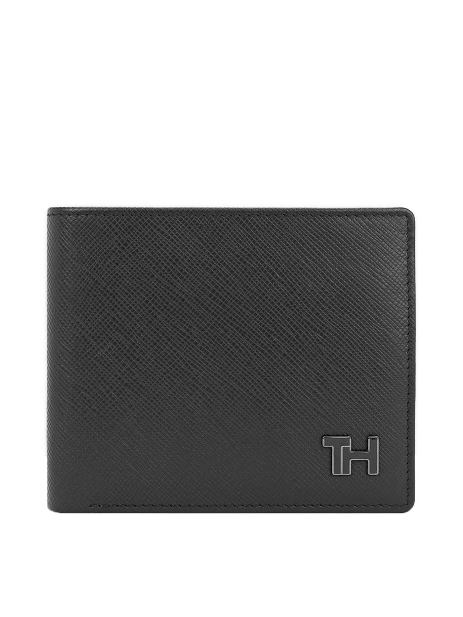 TOMMY HILFIGER Black Grimstad Leather Textured Medium Global Coin Wallet