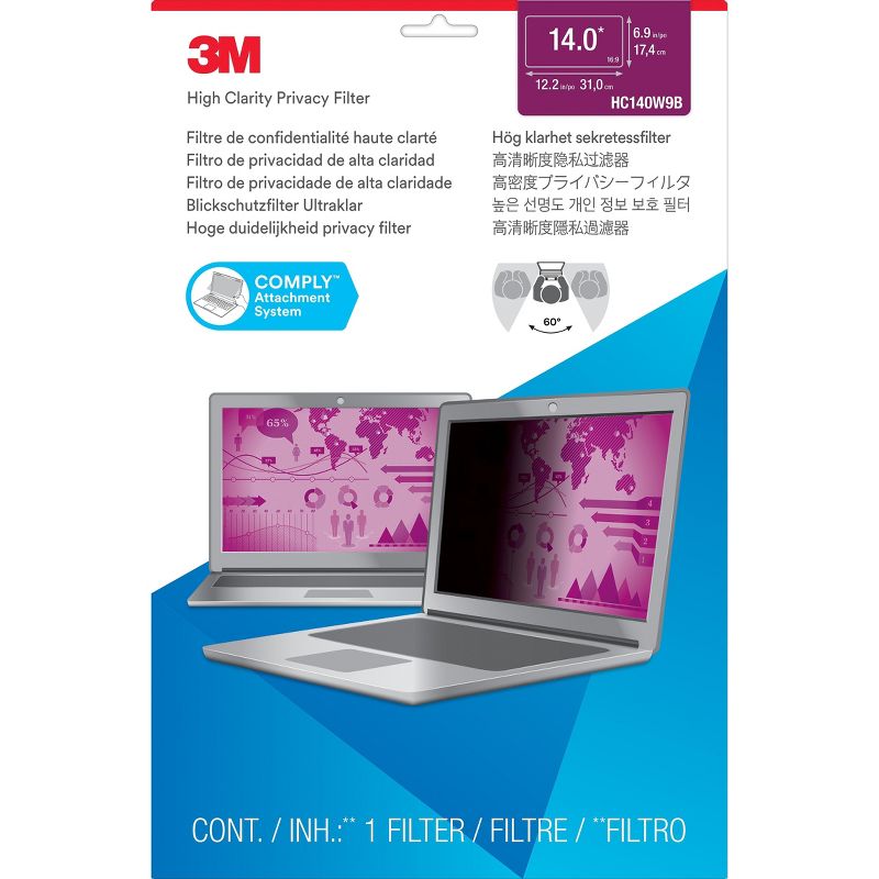 3M Privacy Filter High Clarity f/14" Wide-screen Laptops BK HC140W9B