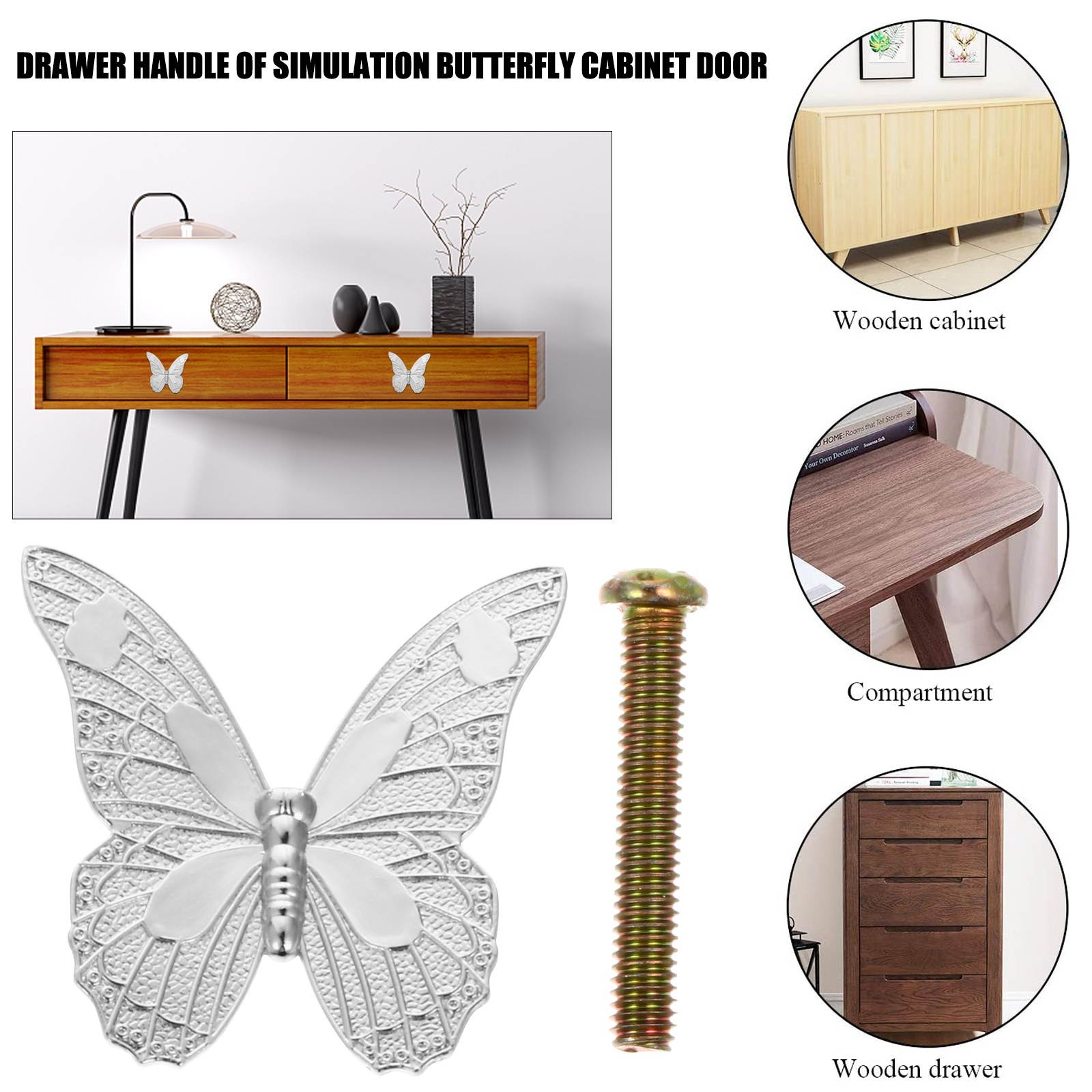 4pcs Furniture Wardrobe Butterflies Pull Handle Cabinet Knob Door Handle Drawer Handle