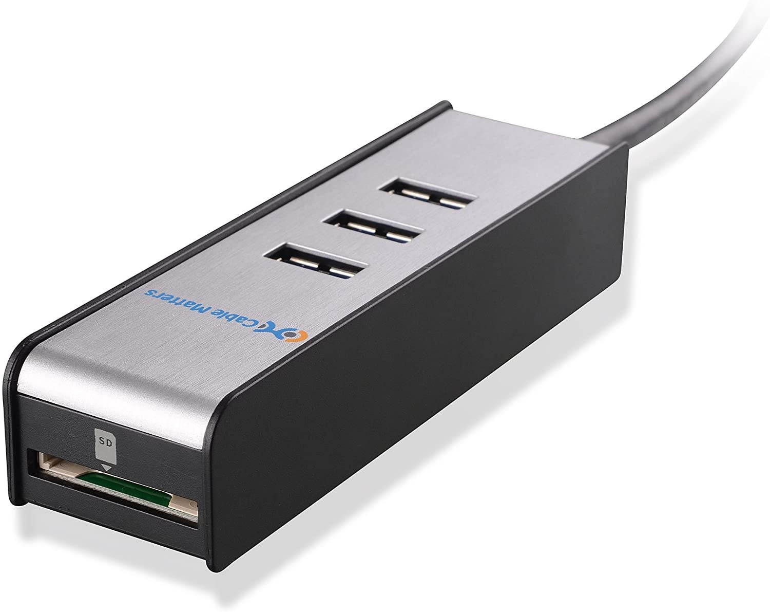 Cable Matters 3-Port SuperSpeed USB 3.0 Hub with SD Card Reader in Black