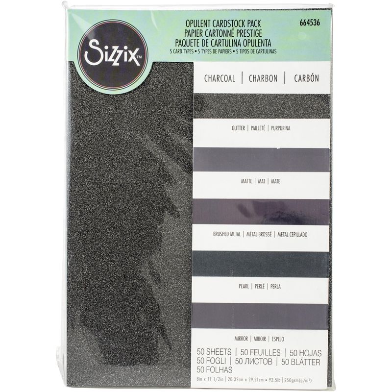 Sizzix Surfacez Opulent Cardstock Pack 8"X11.5" 50/Pkg-Charcoal