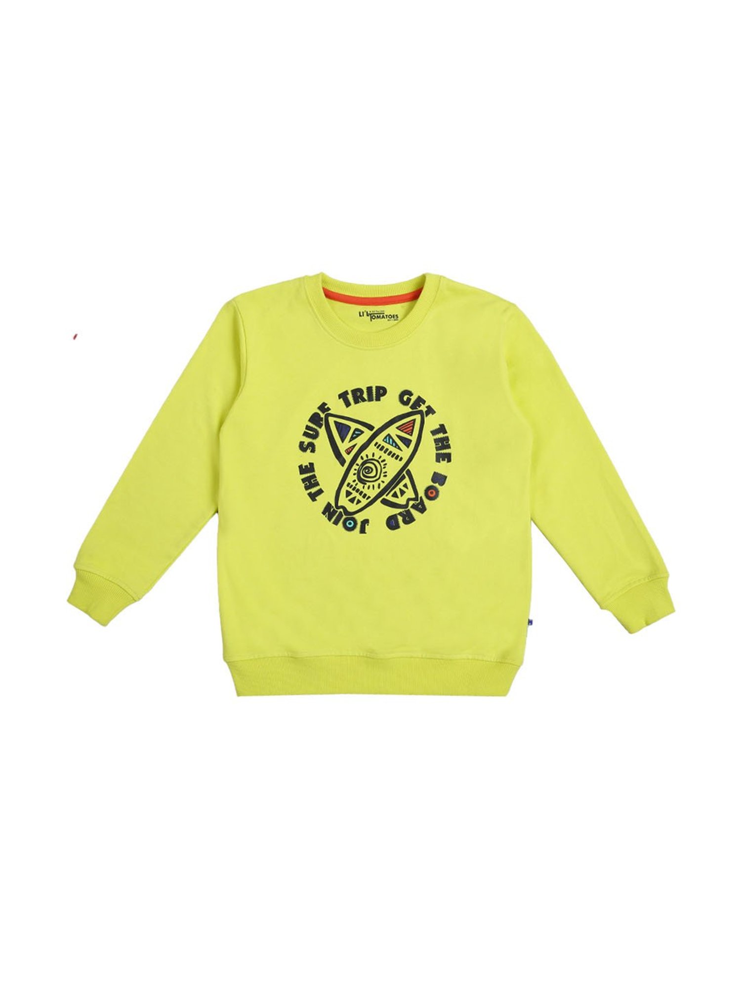 Li'l Tomatoes Kids Neon Green Graphic Print Sweatshirt