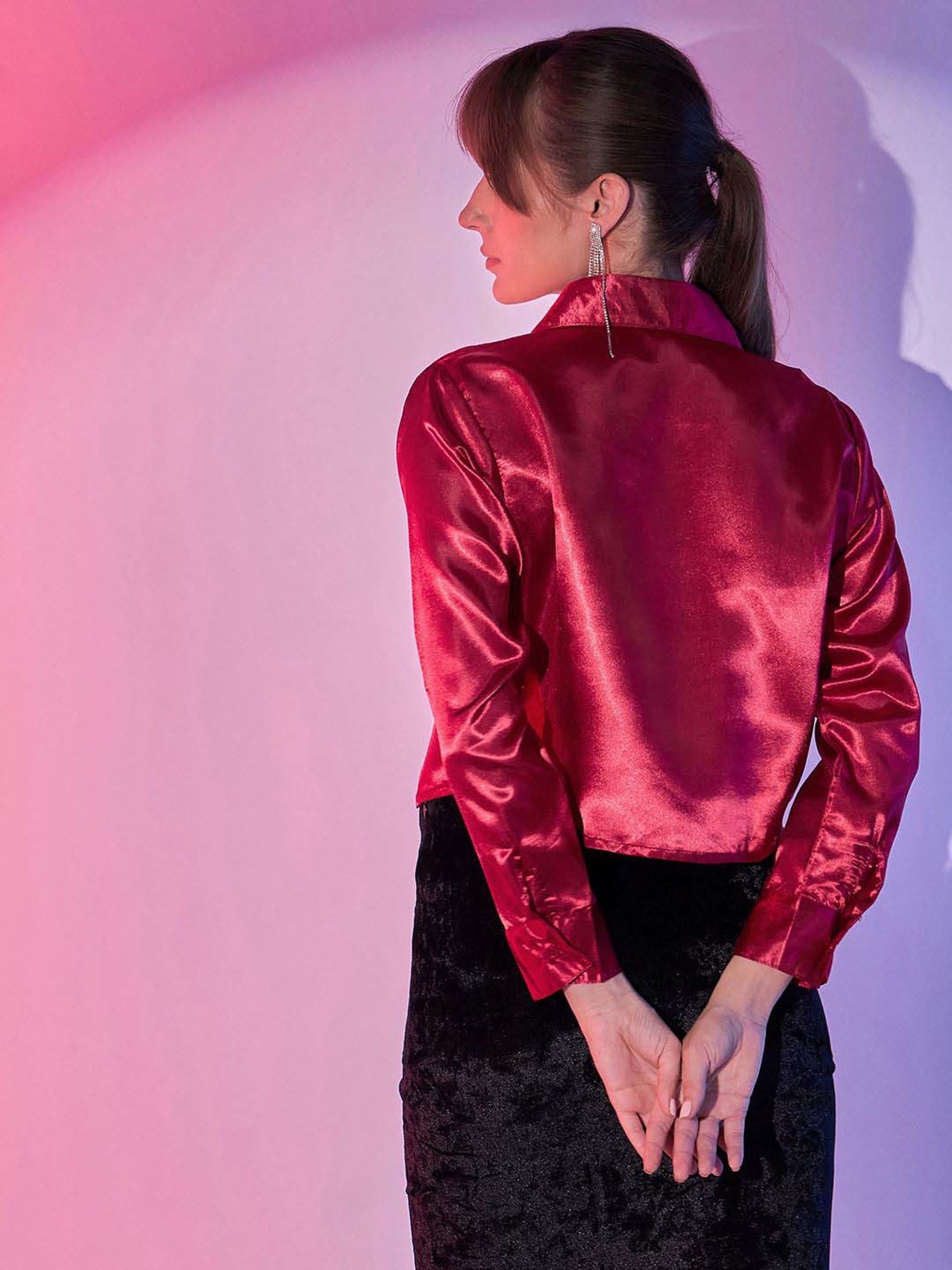 BUYNEWTREND Red & Navy Boxy Fit Shirt (Pack Of 2)