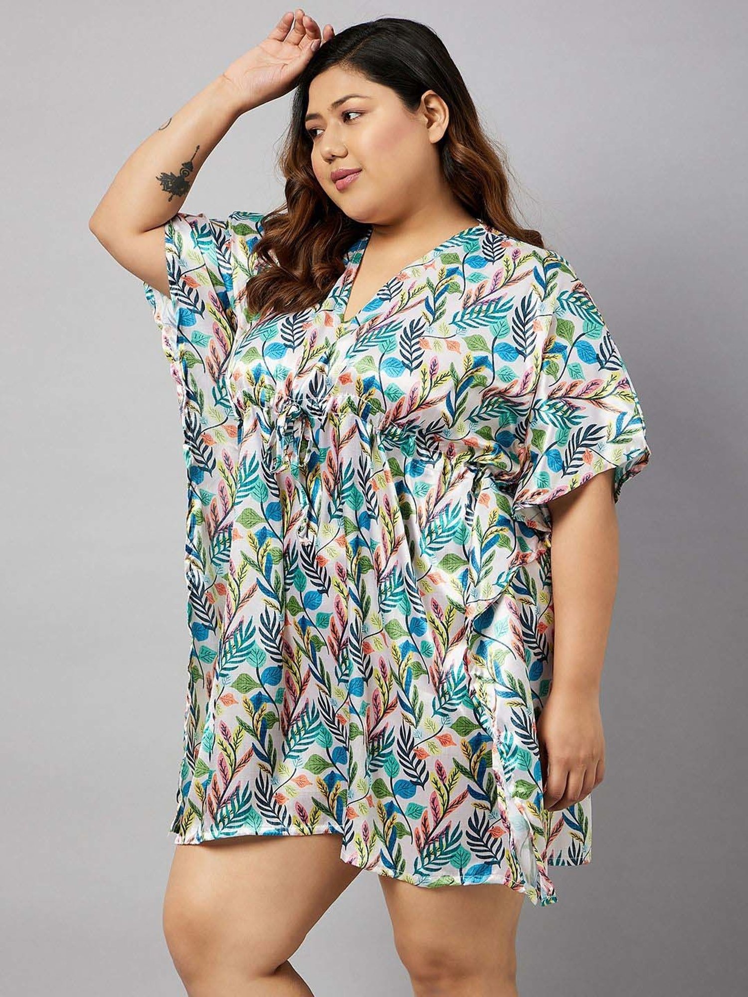 Secrets By ZeroKaata Green Printed Kaftan
