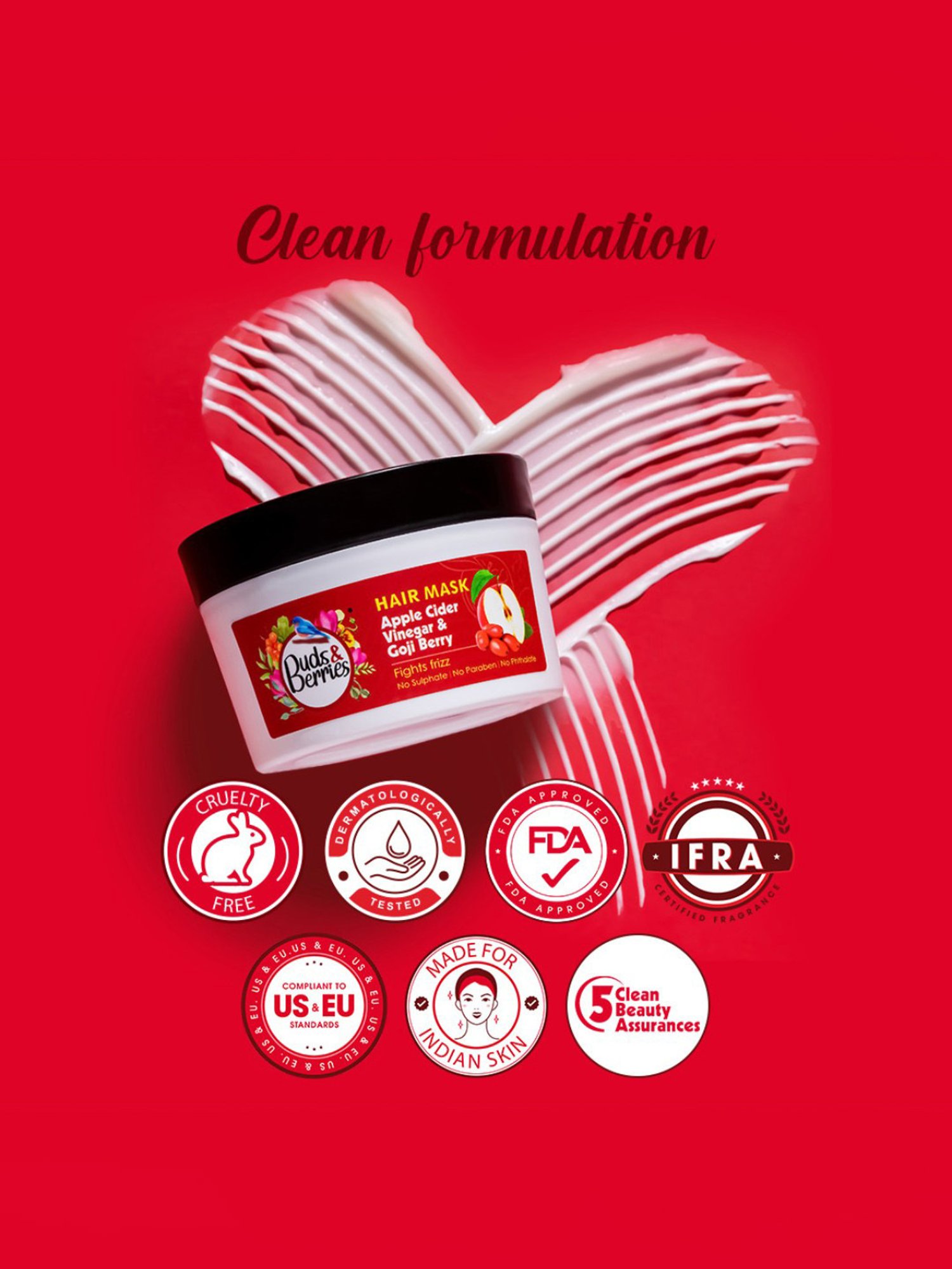 Buds & Berries Apple Cider Vinegar & Goji Berry Fights Frizz Hair Mask - 200 ml