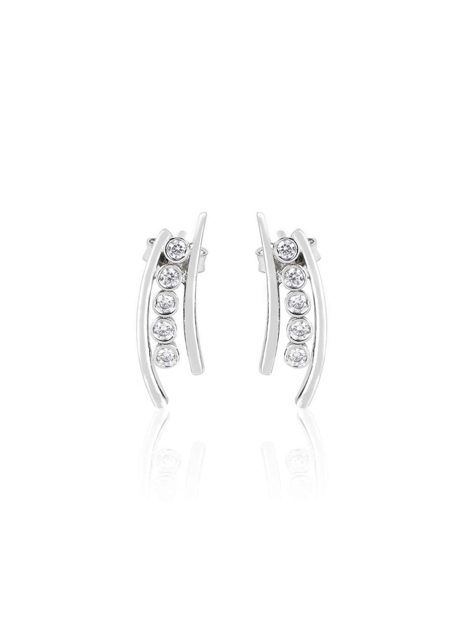 March by FableStreet 92.5 Sterling Silver Studded Zircon Stud Earrings for Women