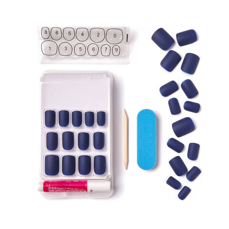 Kiss Gel Fantasy Nails Fresh Air Dark Blue Matte - 28ct