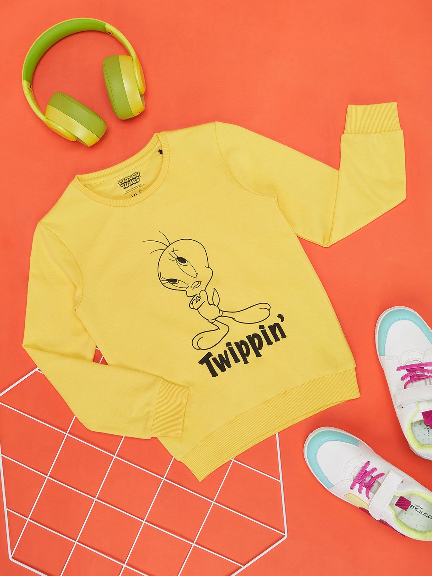 KIDS ONLY Blue Cotton Embroidered Full Sleeves Sweatshirt