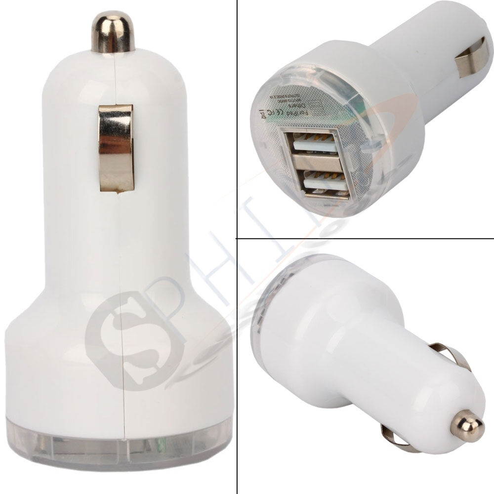 LOT 20 Dual USB 2 Port Car Charger white for iPhone 4 5 6  S2 S3 S6 S5 S4