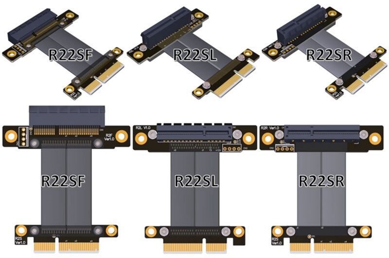 Plugadget PCIe 4x to PCIe 4x Riser cable 5cm 10cm 20cm PCI-E GEN3.0 4x PCI-Express X4 Extender Right Angle cables
