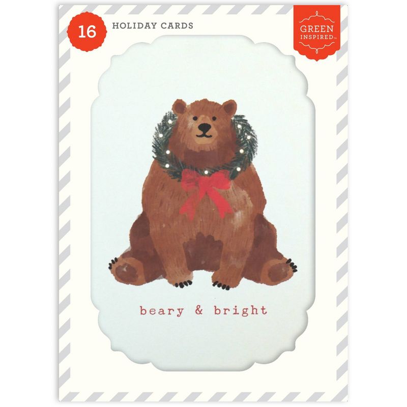 Green Inspired Bear Boxed Cards 16ct