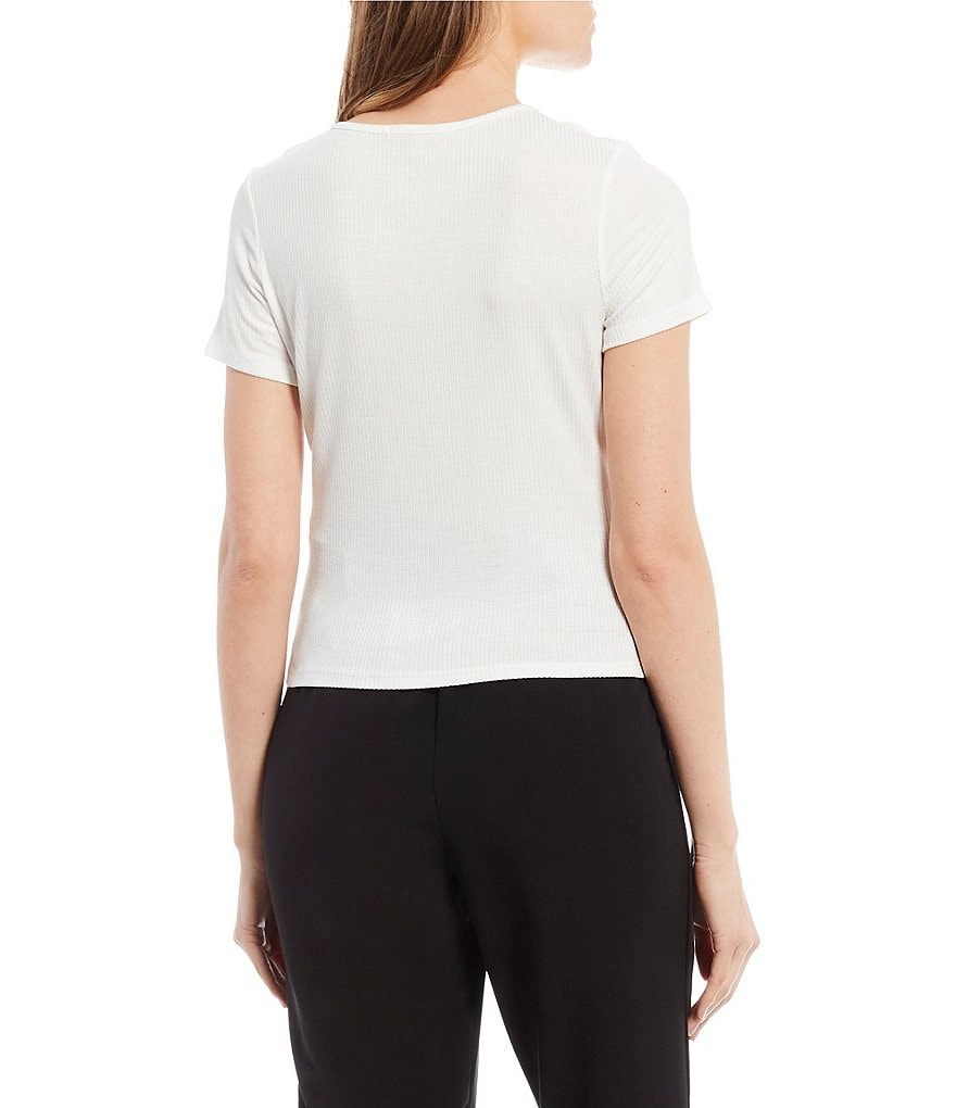 Evolutionary Short-Sleeve Cut-out Knit Top