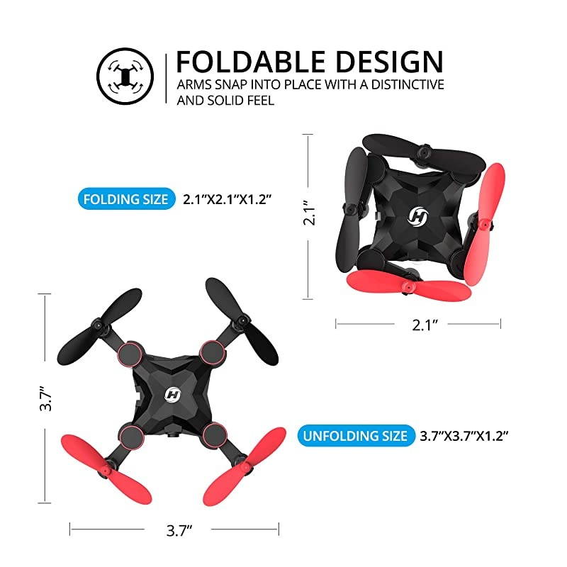 HS190 Foldable Mini Nano RC Drone for Kids Gift Portable Pocket Quadcopter with Altitude Hold 3D Flips and Headless Mode Easy to Fly for Beginners