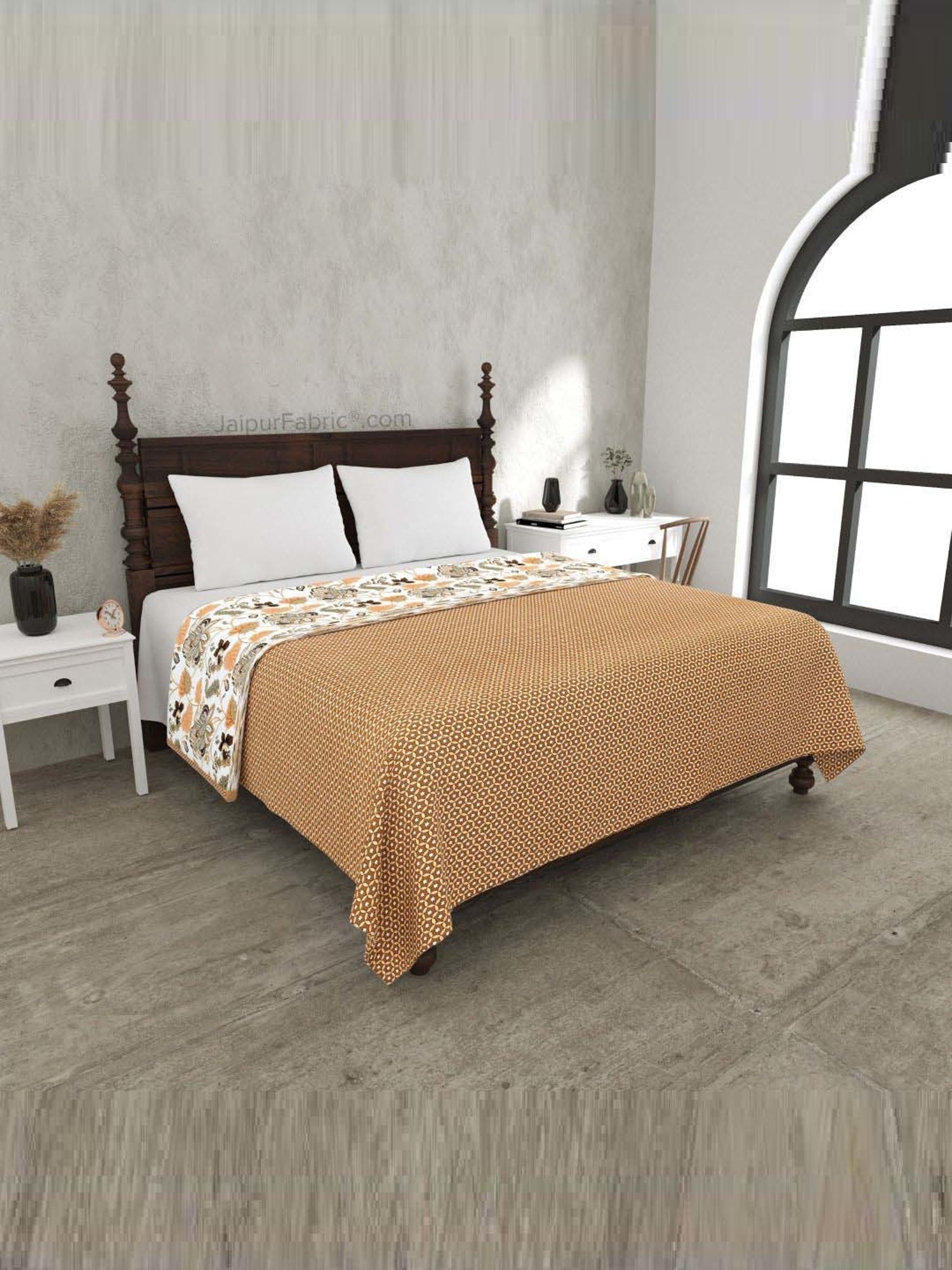 JaipurFabric Orange Mulmul Cotton 150 GSM Reversible Ac Dohar