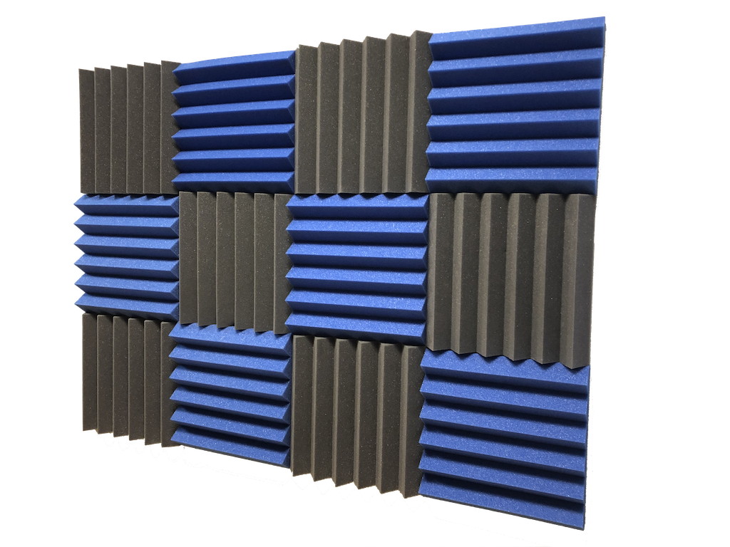 2" Blue and Black Acoustic Wedge Soundproofing Studio Tiles 12 pack
