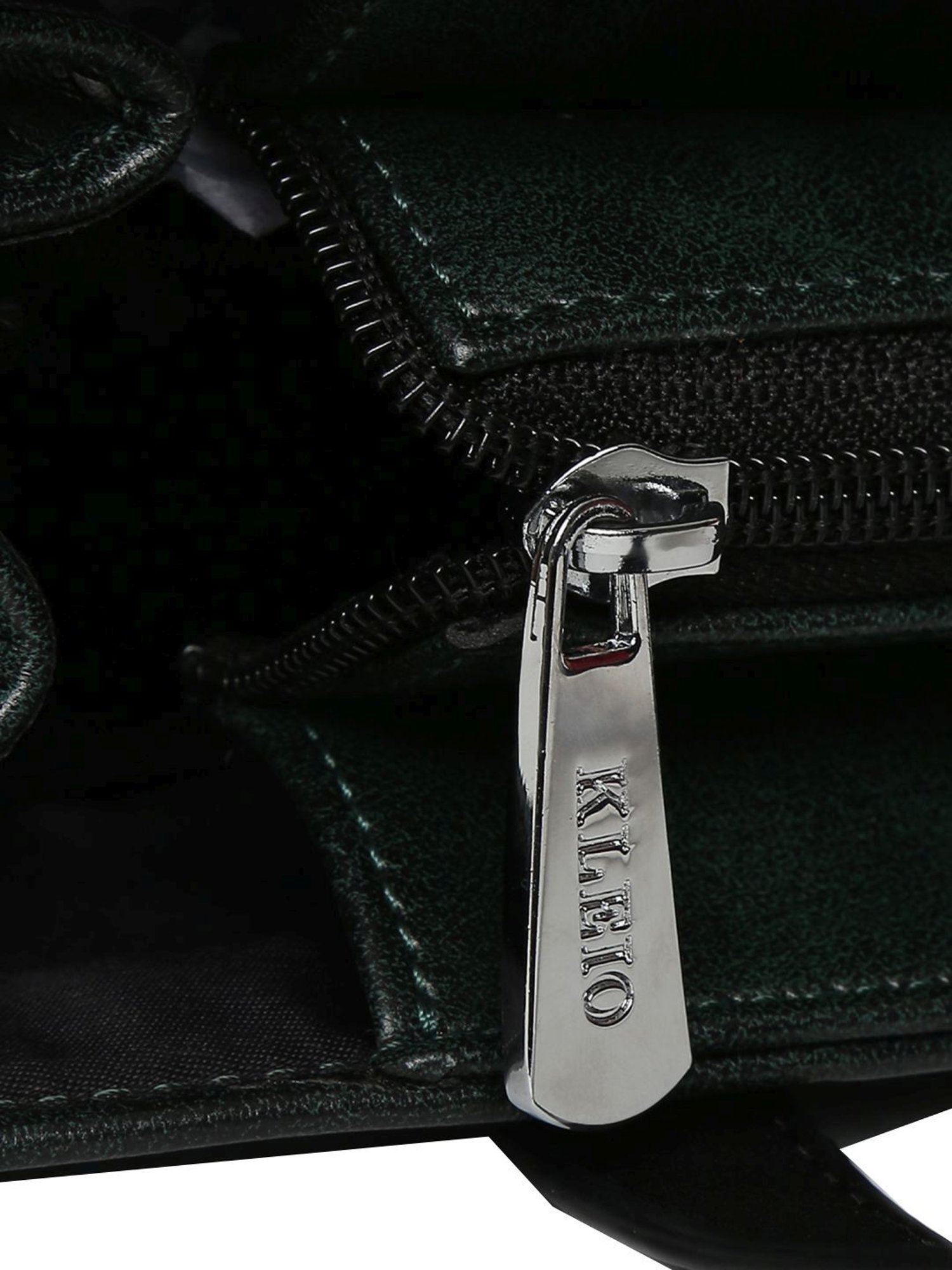 KLEIO Dark Green Solid Medium Handbag