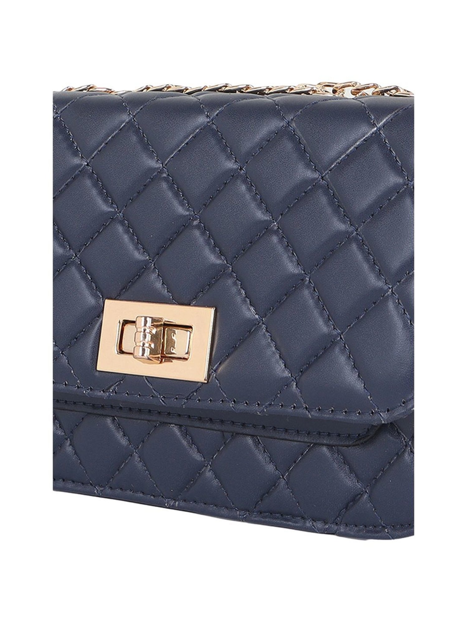 Carlton London Navy Quilted Medium Sling Handbag