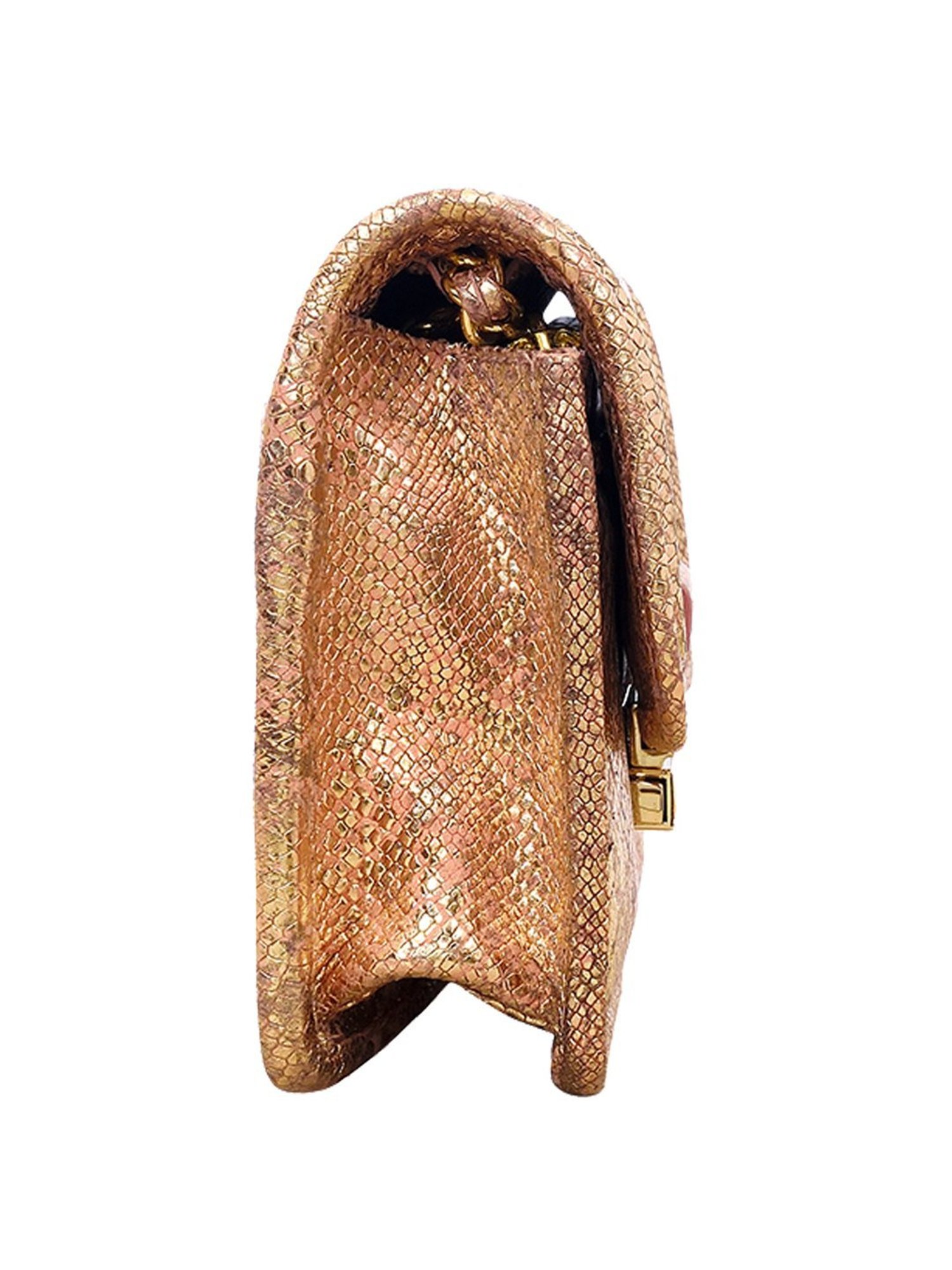 Eske Lucie Pink & Golden Textured Medium Sling Handbag