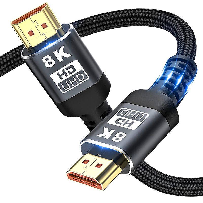 Ultra High Speed 8K 60Hz HDMI Cable 3.3FT/1M, Hannord 48Gbps HDMI Braided Cable-4K@120Hz 7680P,DTS:X,HDCP 2.2 & 2.3, HDR 10,eARC,Dynamic HDR,Compatible for Laptop, Monitor, Roku/Fire TV