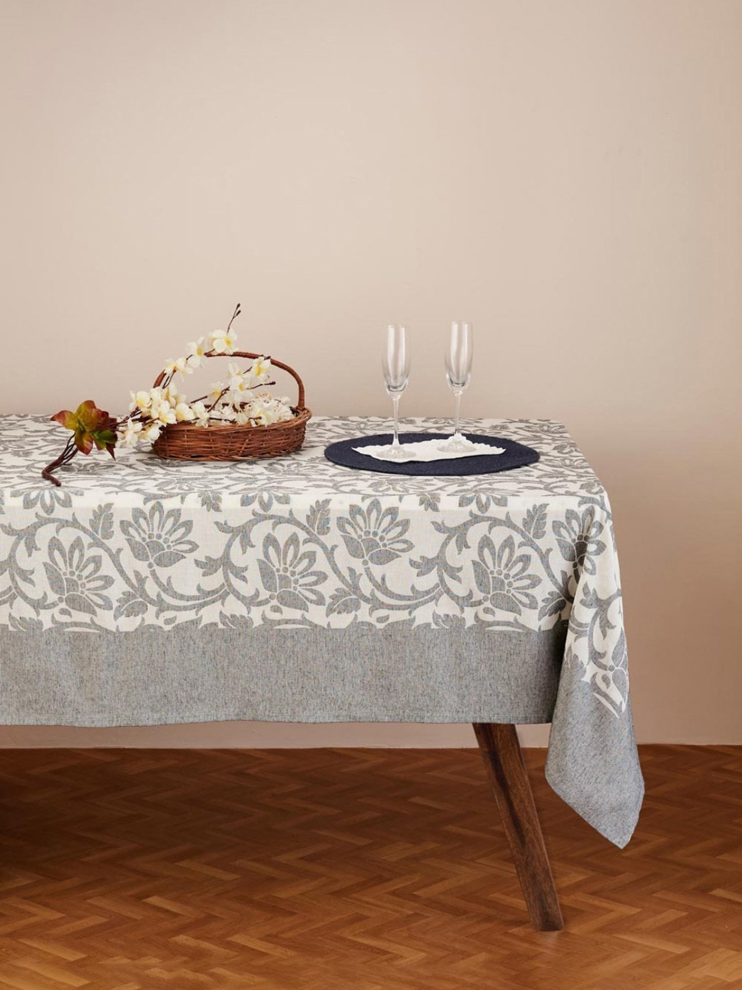 Romee Beige Cotton Checks Table Linen Sets