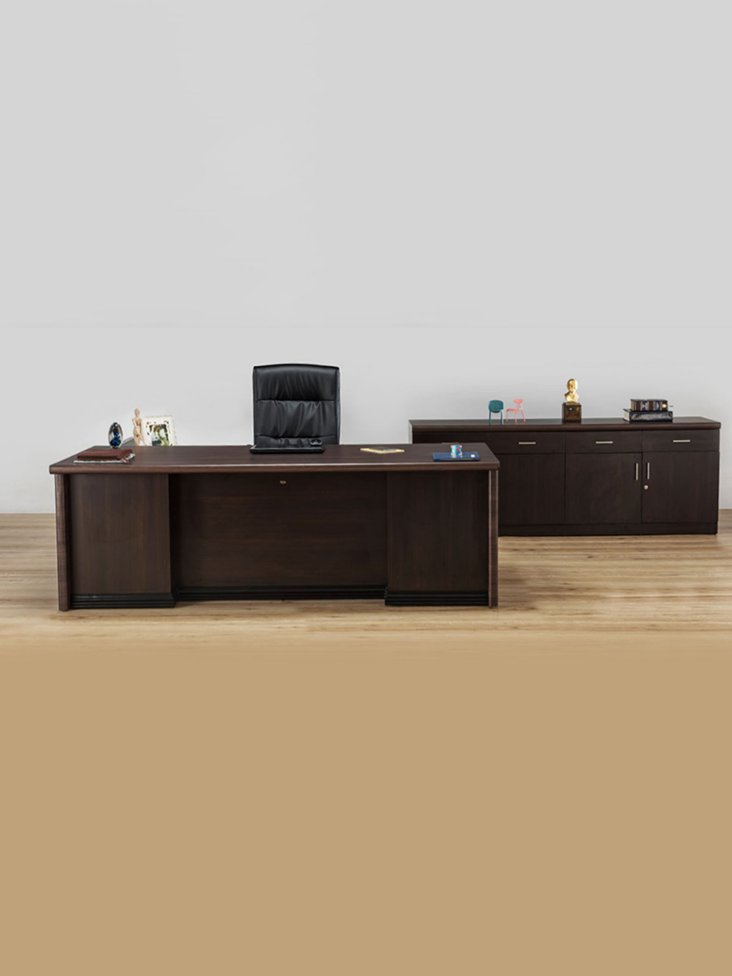 Durian Theon Brown Engineered Wood Office Desk
