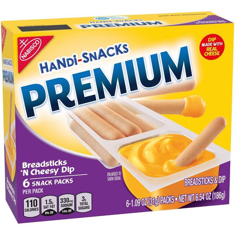 Handi-Snacks Premium Breadsticks 'N Cheese Dip - 6ct/1.09oz