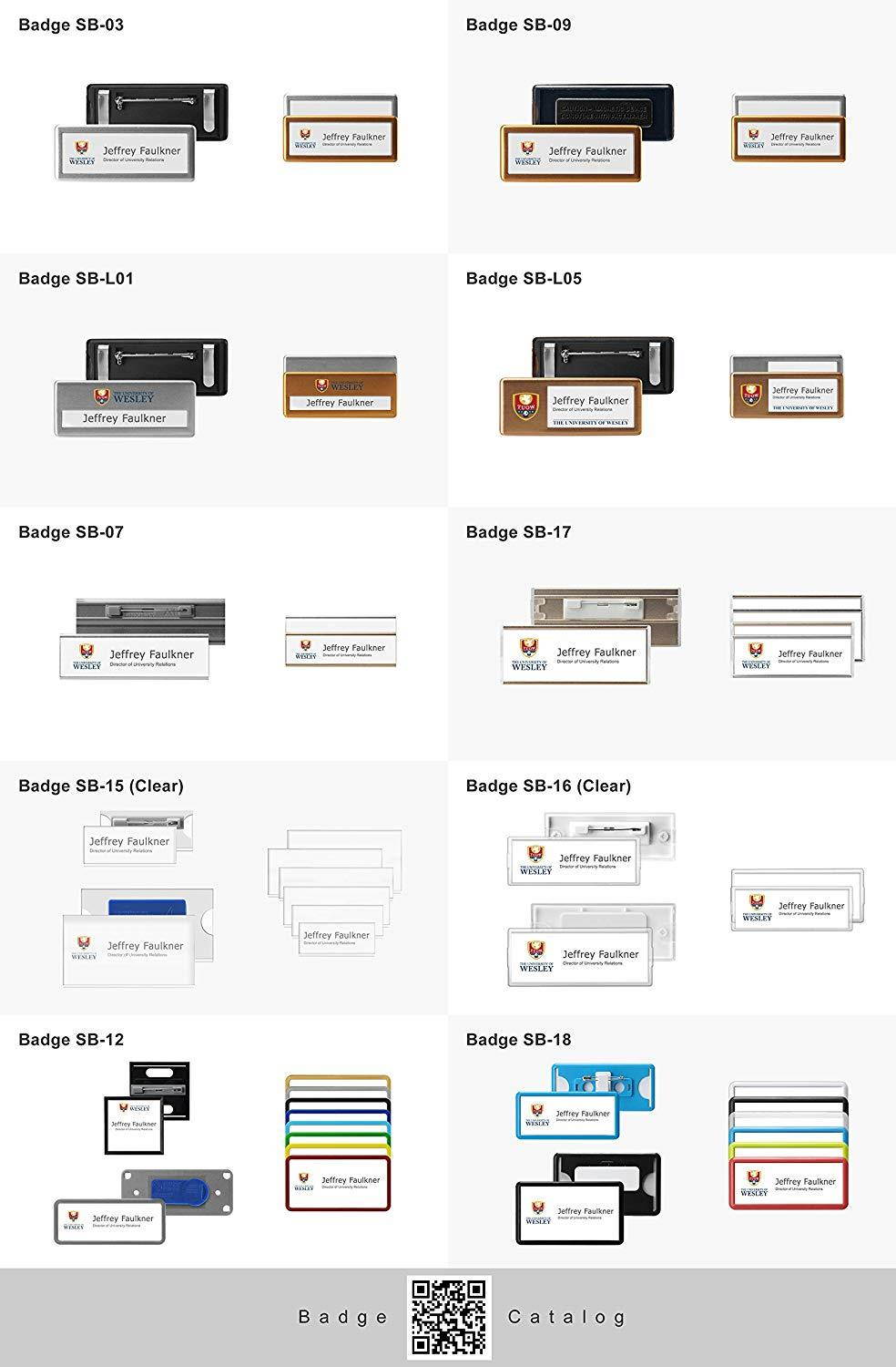 SB-12-C-GD Reusable Window Name Badge Tag (BULK PURCHASE 12PCS SPECIAL OFFER) with Pin/Window Size 75x37mm / Color: GOLD