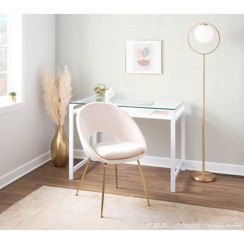 Metal and Frosted Glass Moon Contemporary Floor Lamp Gold (Includes LED Light Bulb) - LumiSource