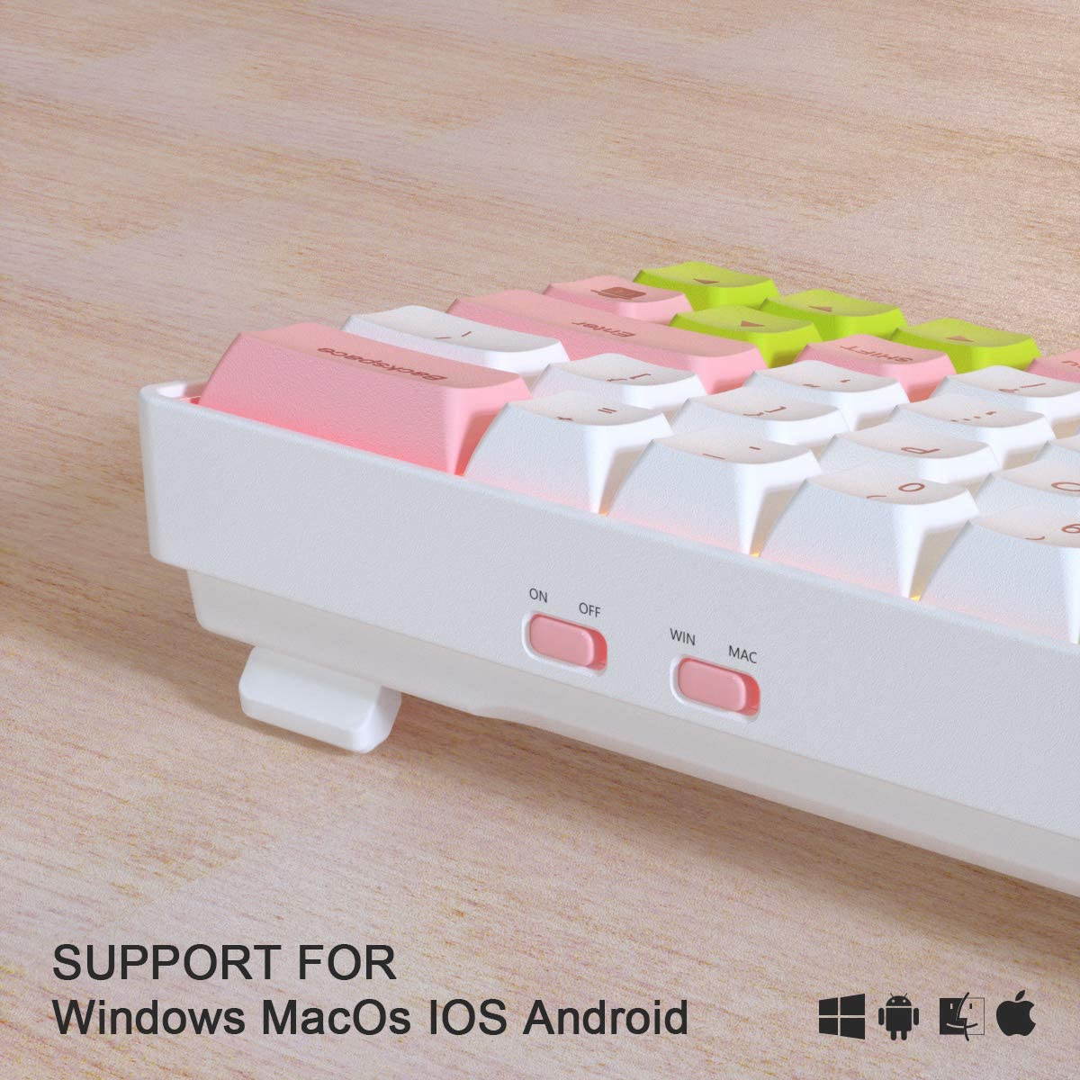 KEMOVE 64-66 Sakura Bluetooth 5.1 Hot-swappable Convertible 60% RGB Mechanical Gaming Keyboard - Wireless/Wired Mode, 100% PBT Keycaps, Full Keys Programmable for Win/Mac(Gateron Optical Red Switch)