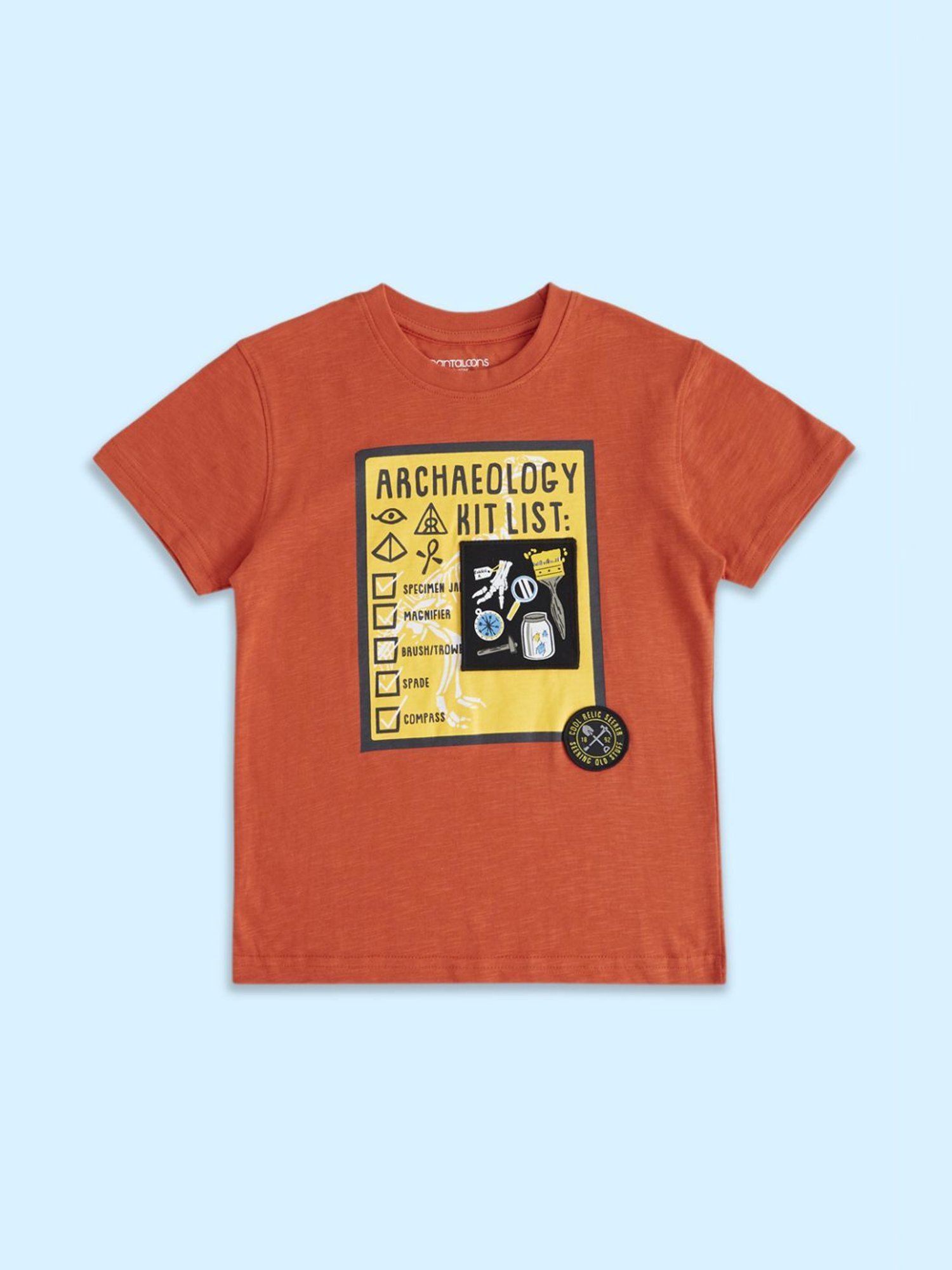 Pantaloons Junior Rust Cotton Printed T-Shirt
