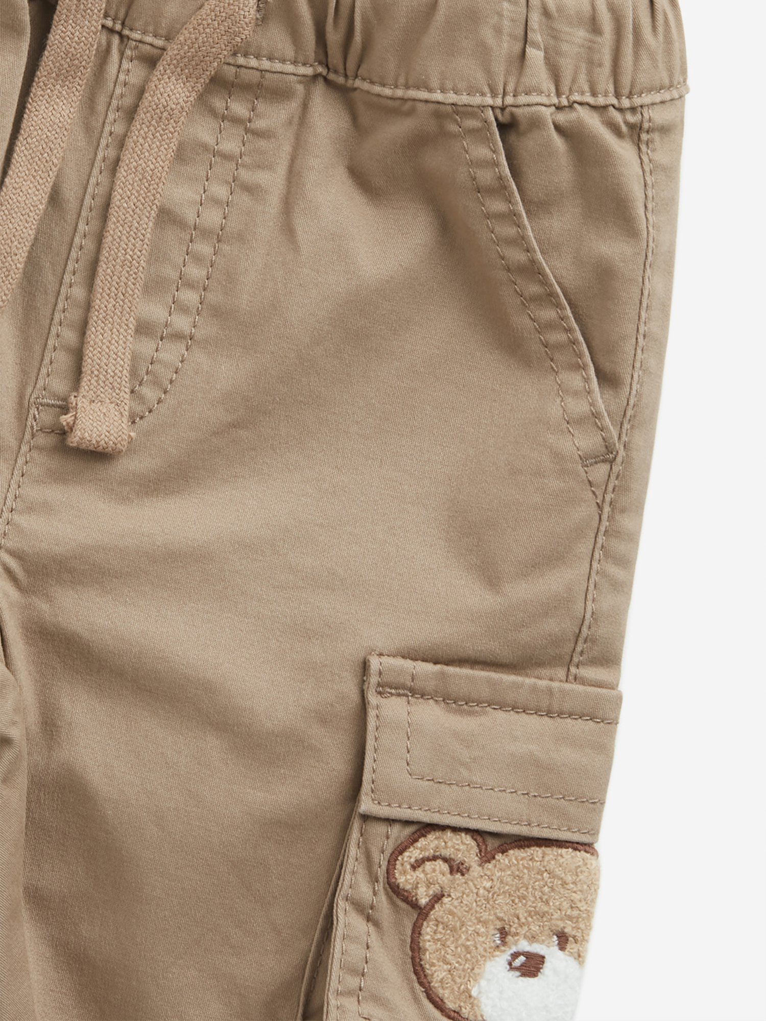 HOP Baby by Westside Taupe Bear Mid-Rise Cotton Blend Cargo Joggers