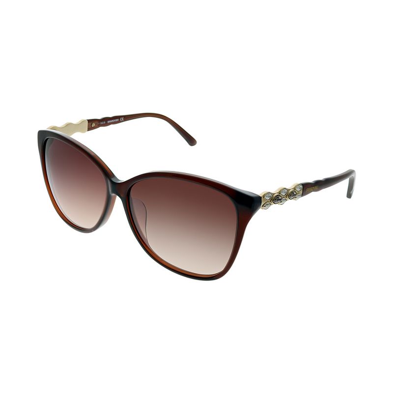 Swarovski Elizabath SK0085 48F Womens Square Sunglasses Transparent Brown 60mm