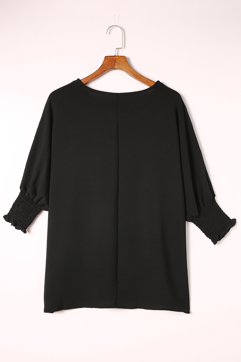 Black Plain Batwing Sleeve Business Casual Blouse