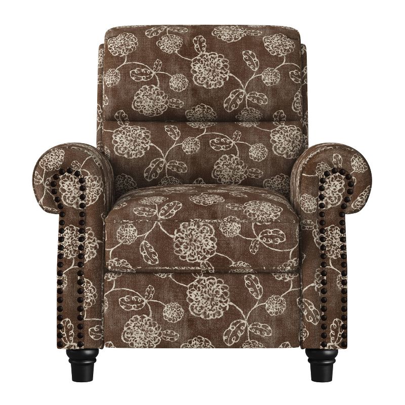 Rynn Bustle Back 2 Position Pushback Recliner Chair Floral Chocolate Brown - ProLounger