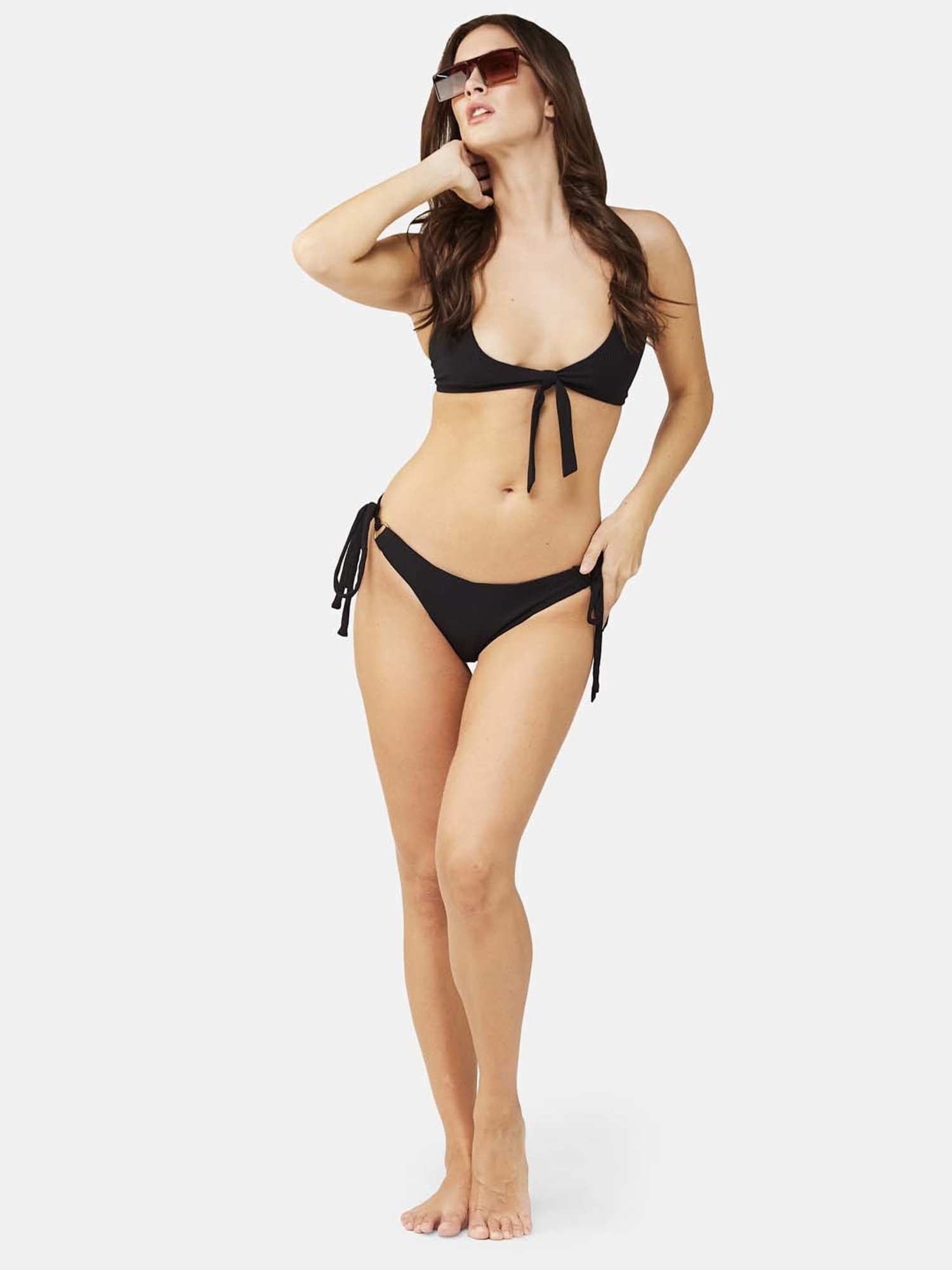 Secrets By ZeroKaata Black Plain Swimwear Bra Panty Set