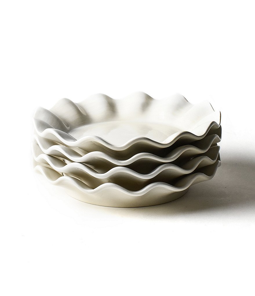 Coton Colors Signature White Ruffle Salad Plate Set of 4