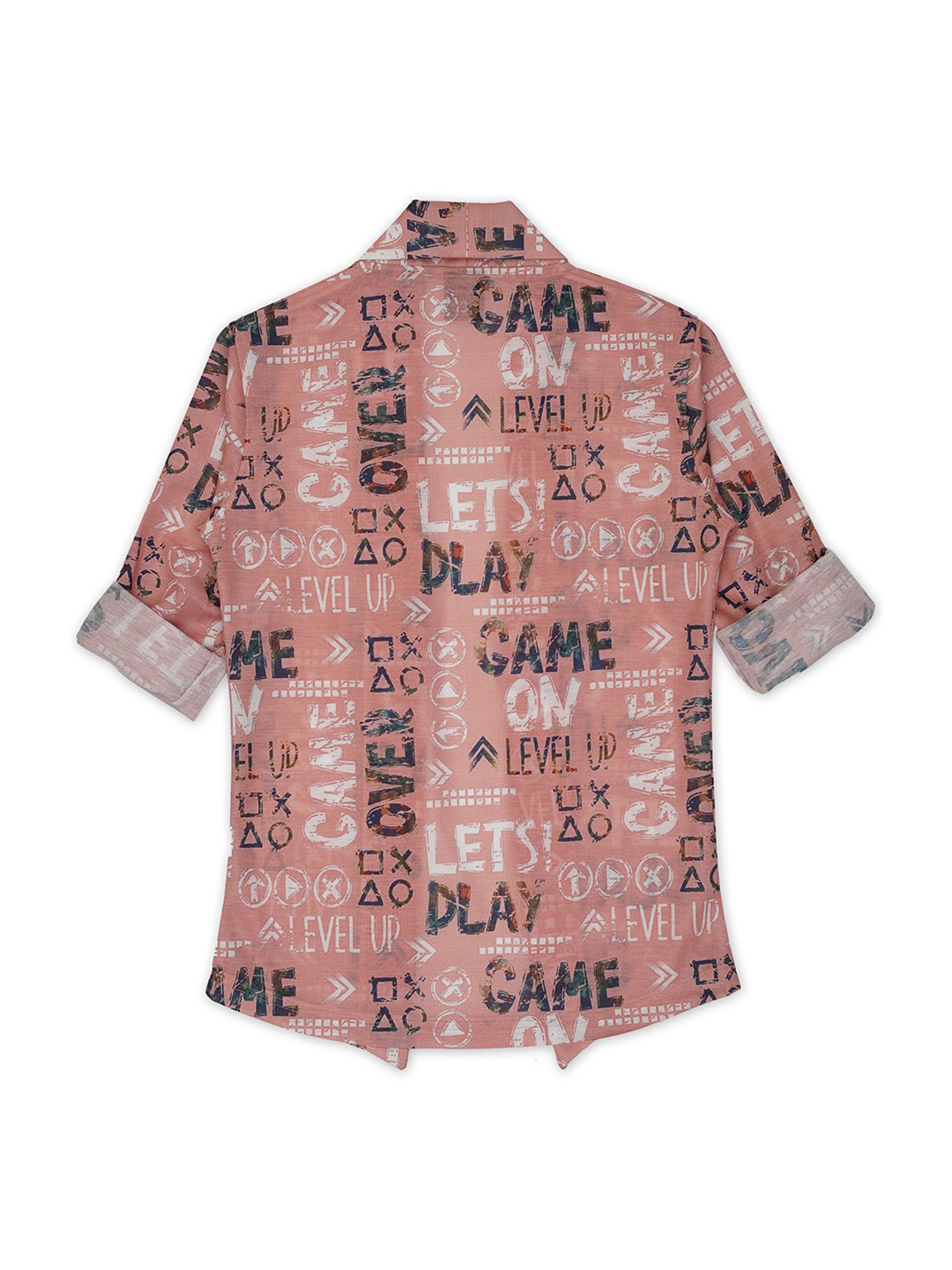 Cavio Kids Rust & White Printed Full Sleeves Shrug with T-Shirt