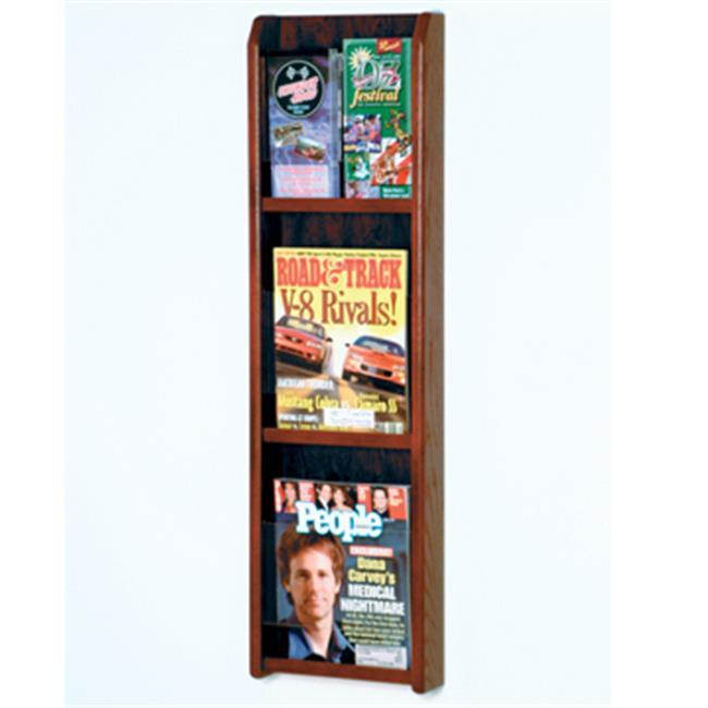Wooden Mallet Home Office Divulge 3 Magazine 6 Brochure Holders Wall Display Rack with Brochure Inserts Mahogany