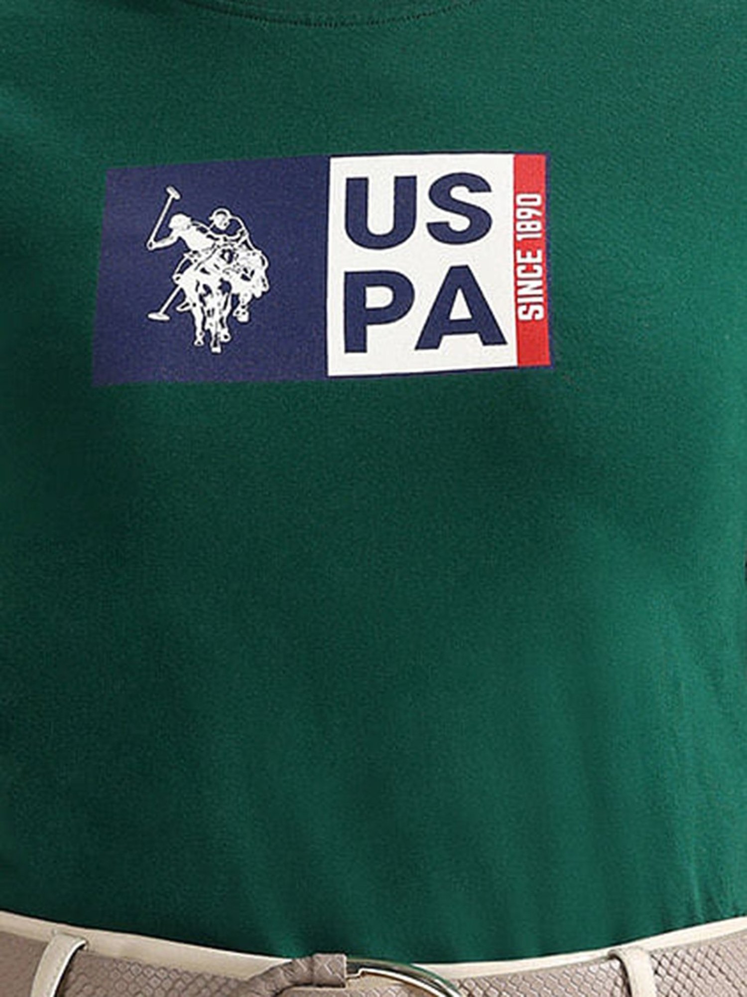 U.S. Polo Assn. Dark Green Cotton Graphic Print T-Shirt