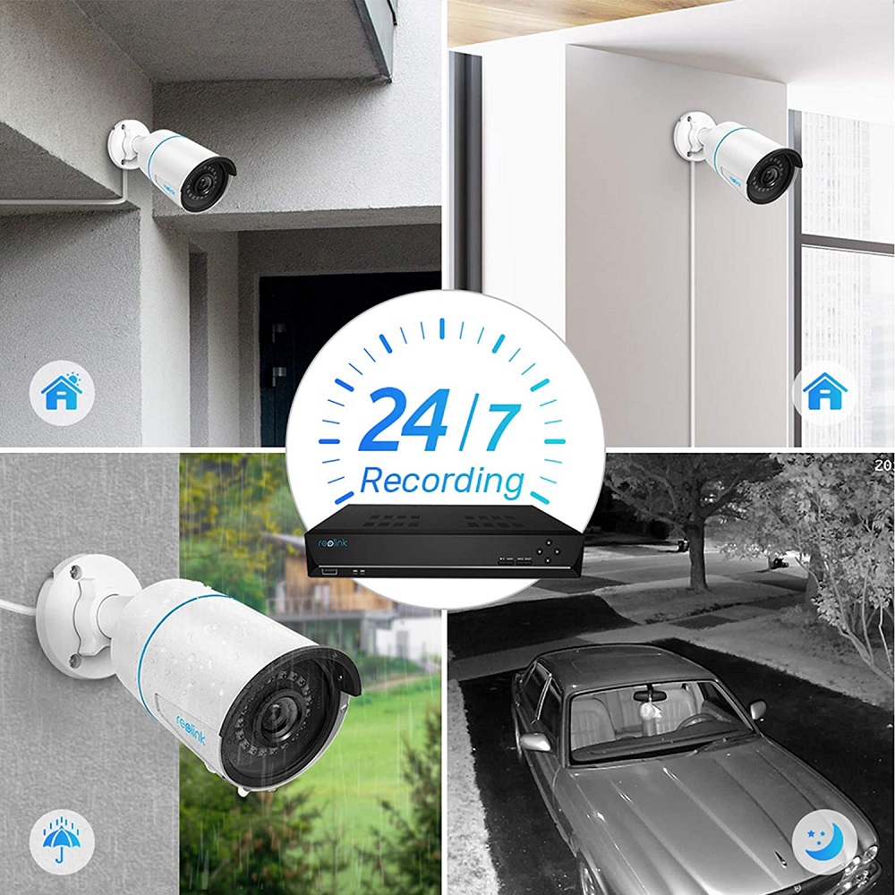 Reolink 8CH 5MP Security Camera System, 4pcs Person/Vehicle Detection 5MP Wired Outdoor PoE IP Cameras 8CH 4K 8MP NVR with 2TB HDD for 24/7 Recording, RLK8-510B4-A