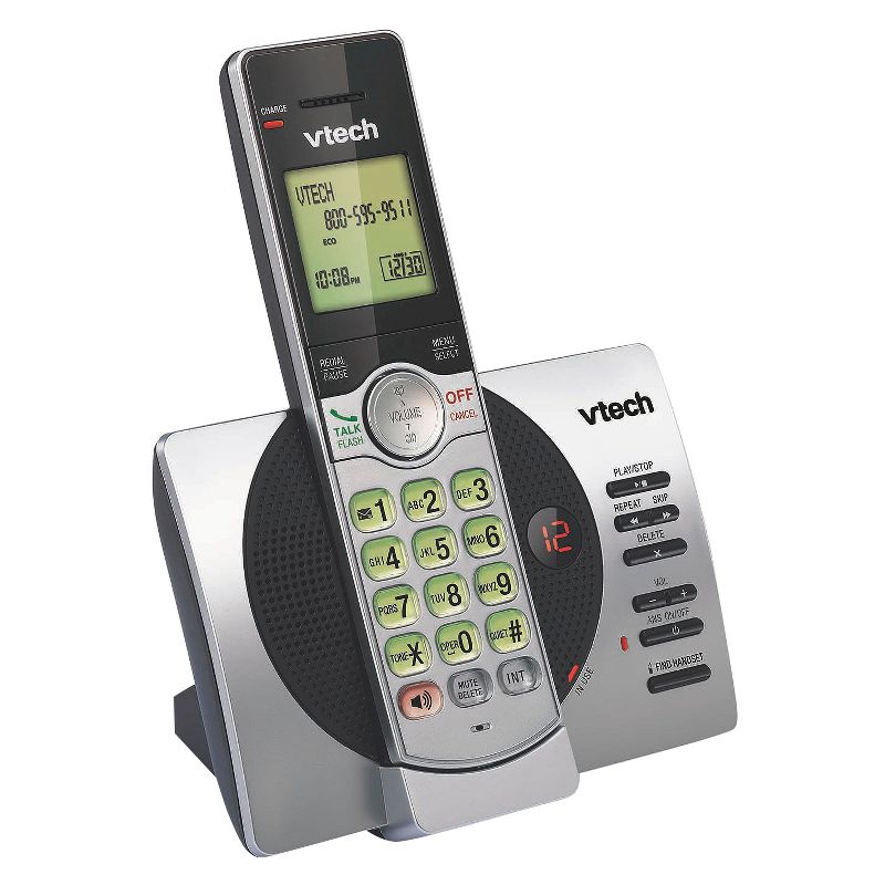 VTech CS6929 DECT 6.0 Expandable Cordless Phone System with Answering Machine, 1 Handset - Silver