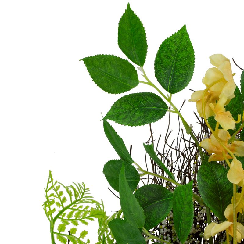 Northlight Ranunculus and Rose Floral Spring Wreath, Orange and Yellow 20"