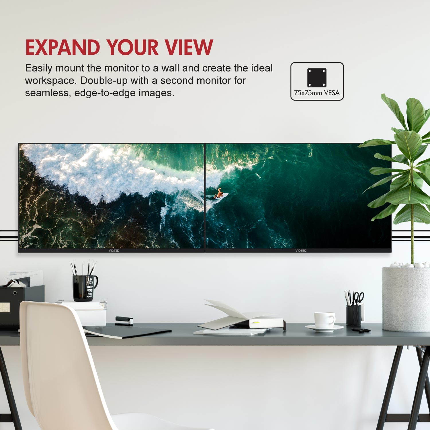 VIOTEK FI24D 24-Inch IPS QHD Gaming Monitor  75Hz 1440p 6ms (OD)  FreeSync GamePlus  HDMI DP 3.5mm  3-Year Warranty