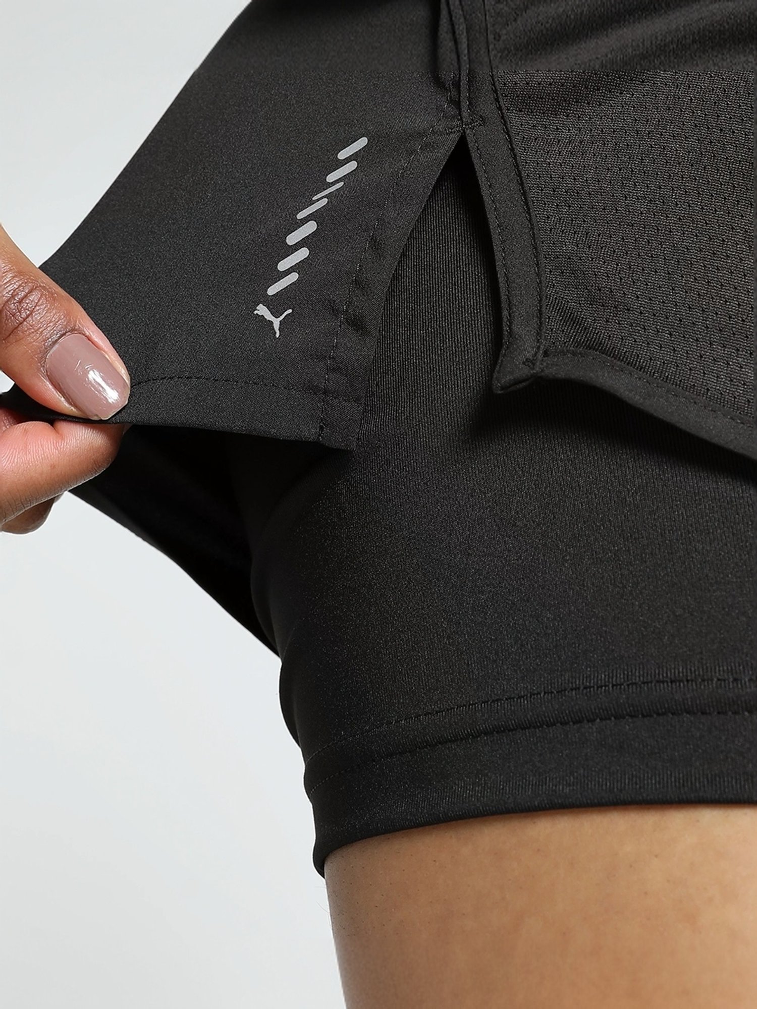Puma Black Mid Rise Sports Shorts