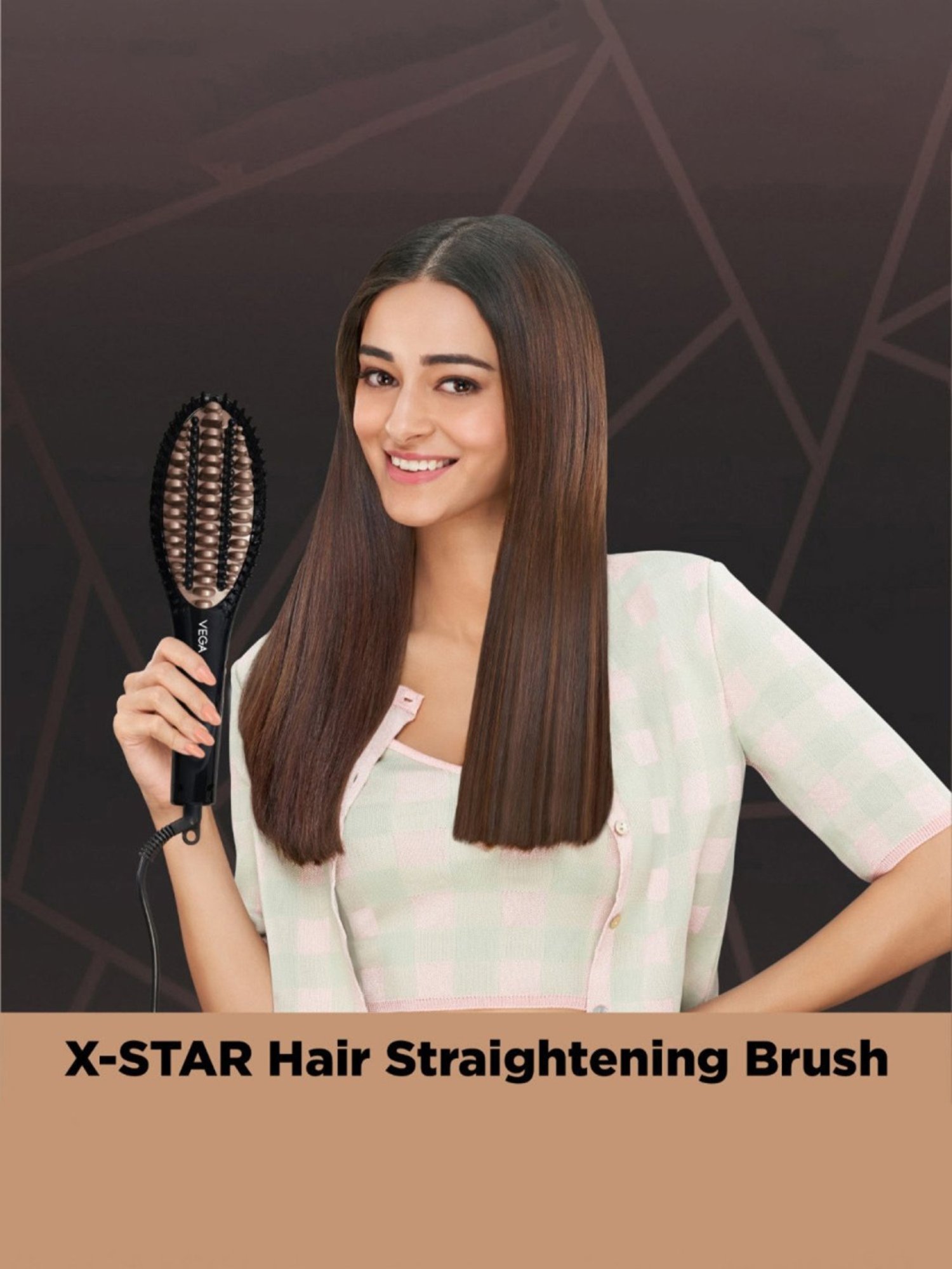 Vega X-Star Hair Straightening Brush With Thermo Protect Technology & Temperature Settings (VHSB-03)